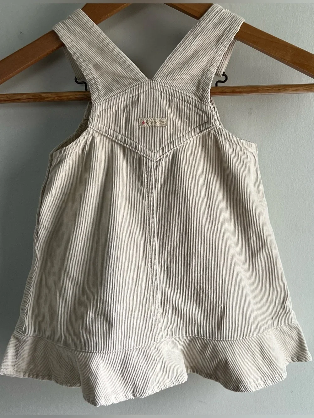 Vintage Old Navy Baby 12-18 Months Corduroy Overall Dress Jumper Cream Pockets